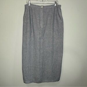 Vintage Talbots Blue Houndstooth Check 100% Irish Linen Midi Skirt Size 16 NWT!